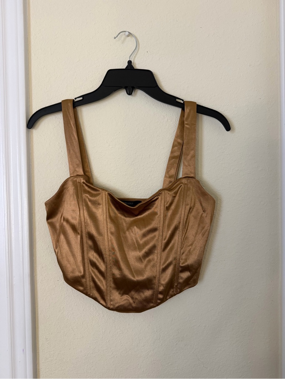 Women's Satin Bronze Corset Crop Top